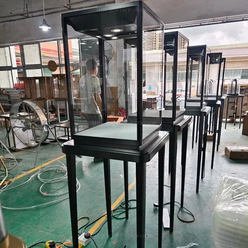 黑色不锈钢珠宝立式高柜 高端珠宝店展示柜 奢侈品展柜定制源头工厂