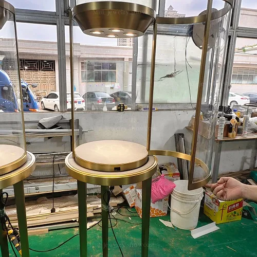 圆柱形立式玻璃珠宝展柜|高端珠宝店专用展柜定制