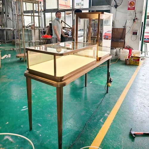 轻奢风高低组合珠宝展示柜 不锈钢玻璃异形陈列柜 马孛罗定制