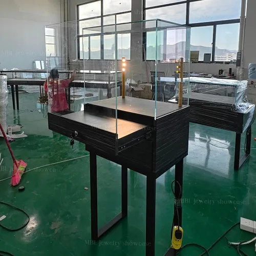 高端珠宝店立式展柜 黑檀木不锈钢玻璃展示柜 奢侈品陈列柜源头工厂定制