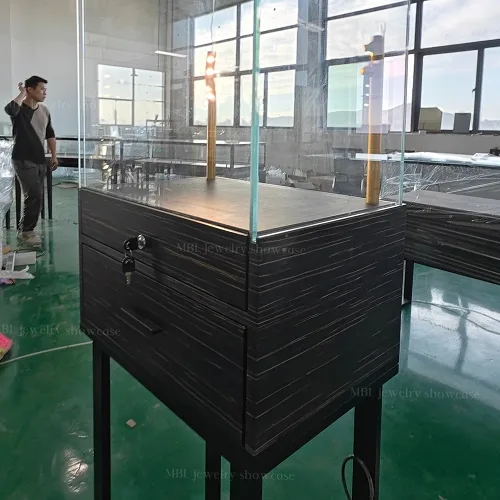 高端珠宝店立式展柜 黑檀木不锈钢玻璃展示柜 奢侈品陈列柜源头工厂定制