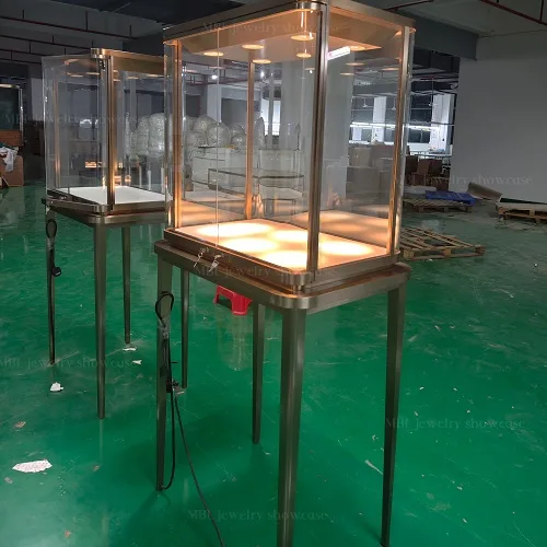 弧形玻璃珠宝展柜定制 高端轻奢珠宝店立式展示柜 商用展柜工厂直供