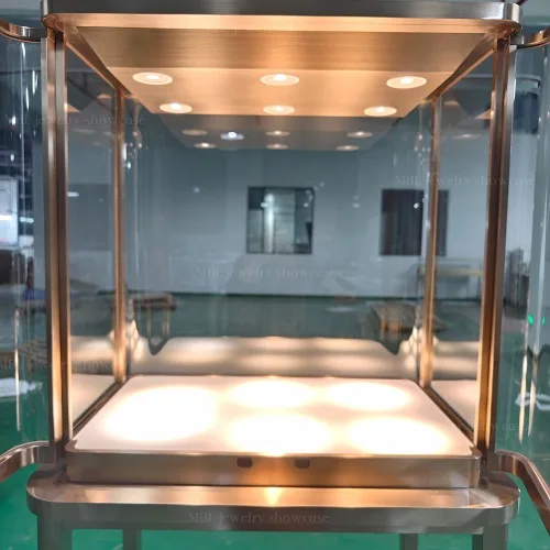 弧形玻璃珠宝展柜定制 高端轻奢珠宝店立式展示柜 商用展柜工厂直供
