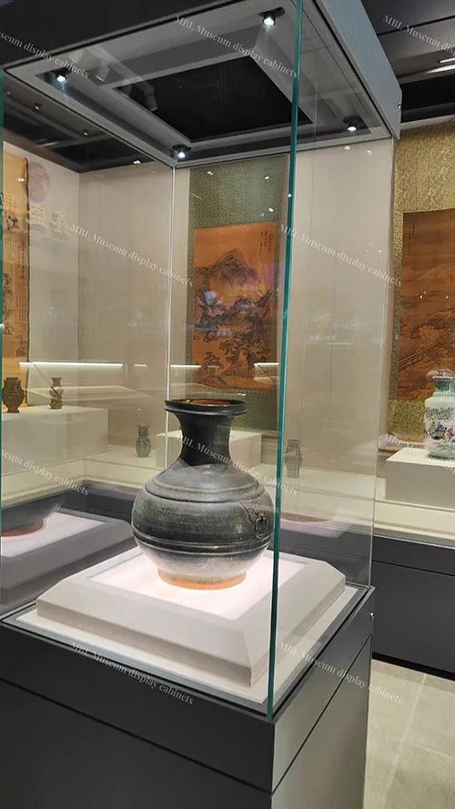 博物馆独立式方柜｜高立方形低反射玻璃文物展柜 青铜器陶器专用定制款