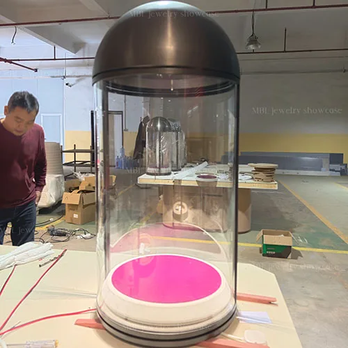 奢侈品玻璃罩珠宝展柜定制 | 圆顶/椭圆玻璃罩展示柜 | 高端珠宝首饰陈列柜源头工