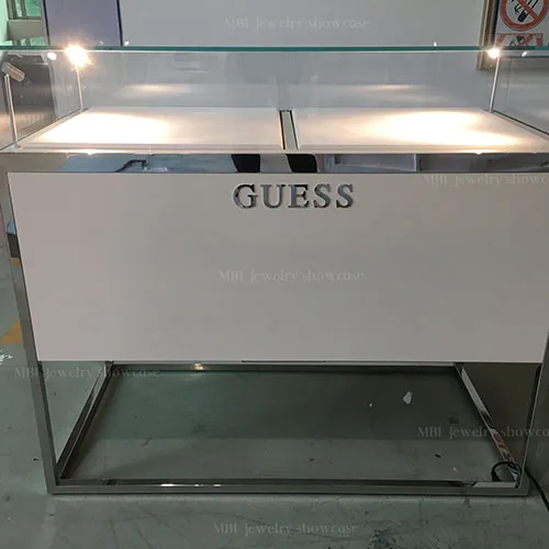 GUESS同款奢侈品展柜_不锈钢镜面珠宝展示柜_品牌首饰陈列柜定制厂家