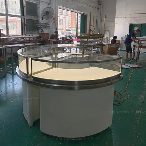 轻奢白钢组合珠宝展柜 品牌形象升级首选黄金饰品柜台