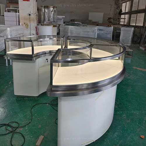 轻奢白钢组合珠宝展柜 品牌形象升级首选黄金饰品柜台