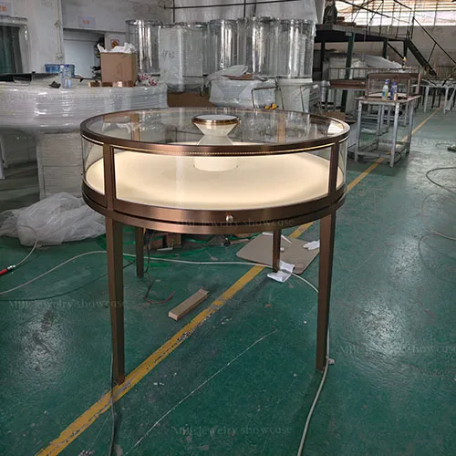 玫瑰金圆形珠宝展示台 源头工厂定制奢侈品首饰柜台