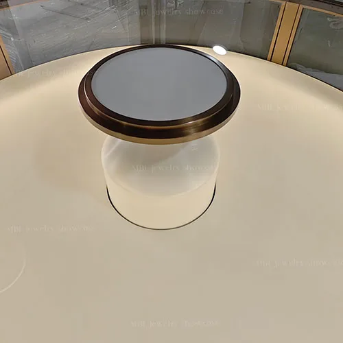 玫瑰金圆形珠宝展示台 源头工厂定制奢侈品首饰柜台