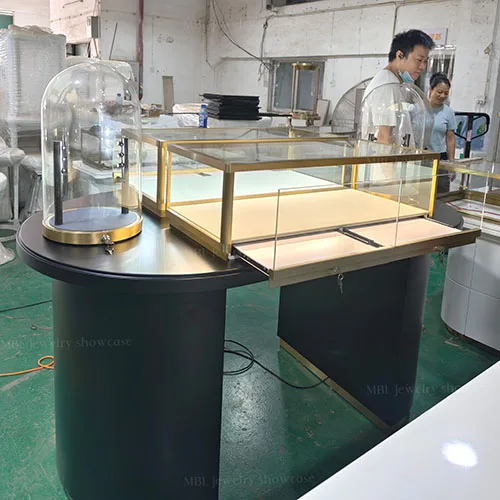 黑金组合式珠宝展示台 高端商场首饰陈列展柜定制