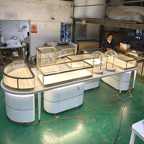 白色轻奢珠宝中岛柜 商场高端首饰组合展示台定制