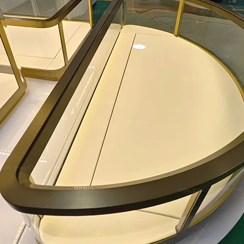 白色轻奢珠宝中岛柜 商场高端首饰组合展示台定制