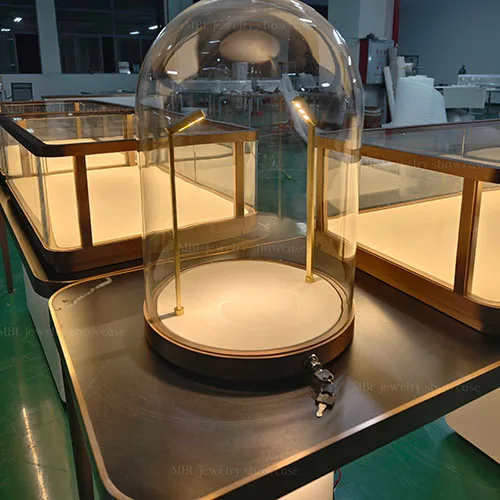 香槟金边框珠宝组合柜 品牌店形象升级黄金饰品展柜