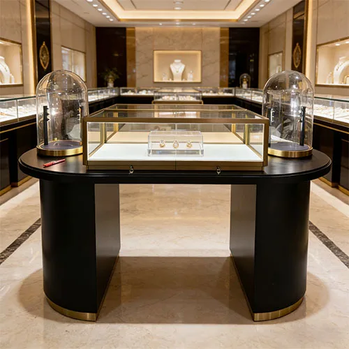 黑金组合式珠宝展示台 高端商场首饰陈列展柜定制