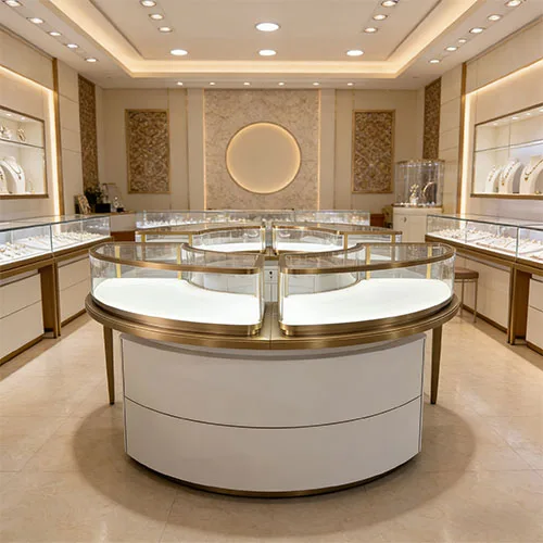 弧形组合珠宝中岛柜 解决门店陈列难题的高端首饰展柜