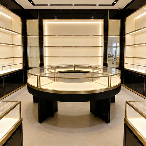 环形黑金珠宝中岛柜 打造门店高辨识度首饰展示区