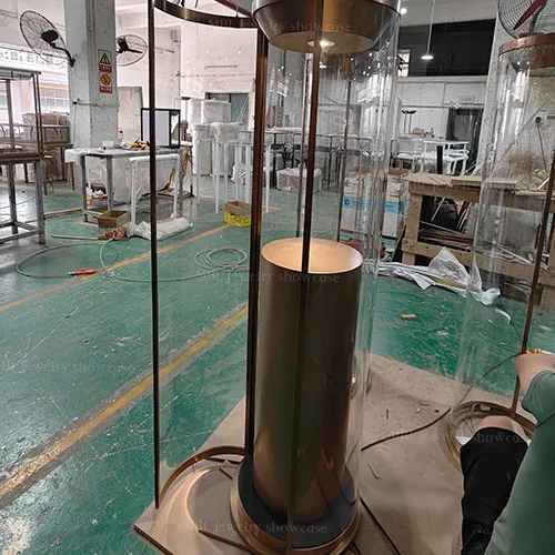 高端圆柱珠宝展柜定制 商场品牌店落地式玻璃珠宝展示柜 厂家直供