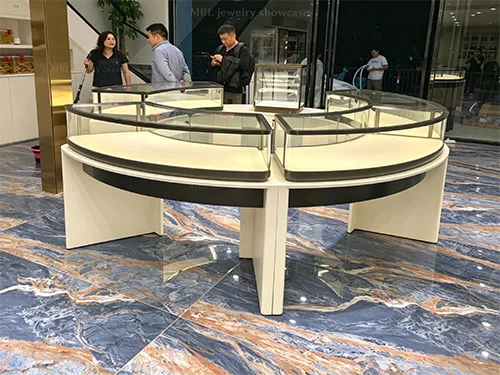 环形组合珠宝展示柜 商场高端首饰中岛展柜定制